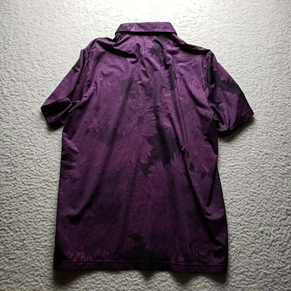 Adidas Golf Polo Shirt Mens L Purple Graphic Heritage Club Logo Knit Top